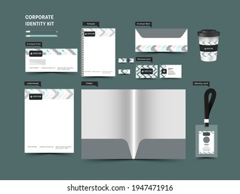 Kit De Identidad Corporativa Que Incluye Carpeta A4, Cabletera, Taza De Café Desechable, Sobre Doble Lado Y Tarjeta Visitante, Etc.