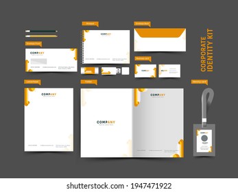Corporate Identity Kit Presentation On Dark Gray Background For Company.