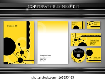 Corporate identity kit or professional business. Includes CD Cover, Business Card, Envelope and Letter Head Designs. Vector