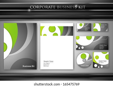 Corporate identity kit or professional business. Includes CD Cover, Business Card, Envelope and Letter Head Designs. Vector