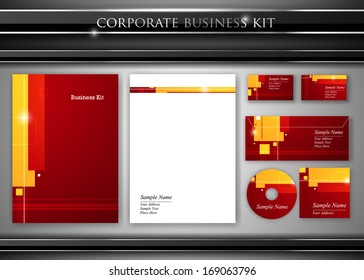 Corporate identity kit or professional business. Includes CD Cover, Business Card, Envelope and Letter Head Designs. Vector