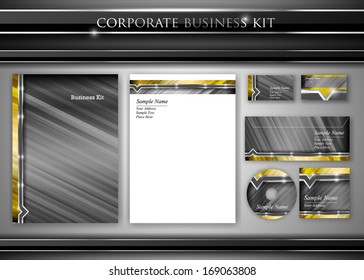 Corporate identity kit or professional business. Includes CD Cover, Business Card, Envelope and Letter Head Designs. Vector