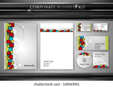 Corporate identity kit or professional business. Includes CD Cover, Business Card, Envelope and Letter Head Designs. Vector
