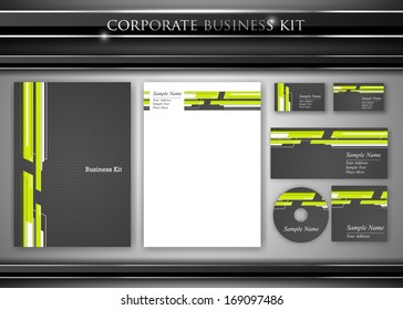 Corporate identity kit or professional business. Includes CD Cover, Business Card, Envelope and Letter Head Designs. Vector