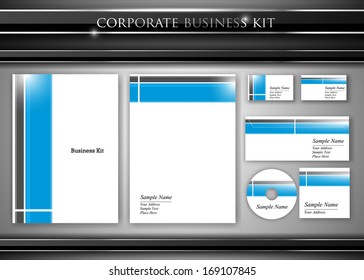 Corporate identity kit or professional business. Includes CD Cover, Business Card, Envelope and Letter Head Designs. Vector