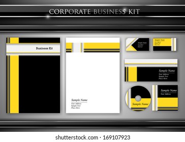 Corporate identity kit or professional business. Includes CD Cover, Business Card, Envelope and Letter Head Designs. Vector