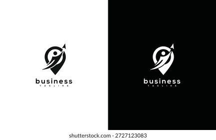 Concepto de diseño de logotipo de identidad Corporativa con tema de negocios en fondo de doble tono desde la vista frontal