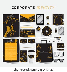 Identidad corporativa con fondo de diseño de mármol