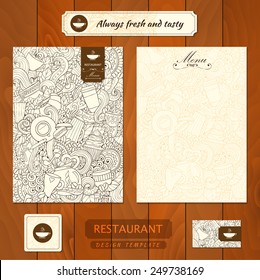 Corporate identity. Menu and Business cards for cafe and restaurant. Coffee and tea concept design. 