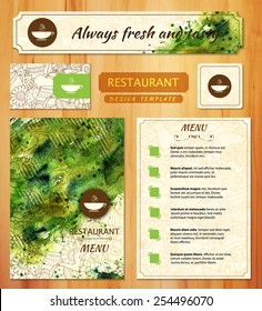 Corporate identity. Menu and Business cards for cafe and restaurant. Coffee and tea concept design.
