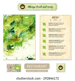 Corporate identity. Menu and Business cards for cafe and restaurant. Coffee and tea concept design.