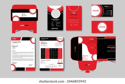 Corporate identity modern business office stationery set design with Illustrations

