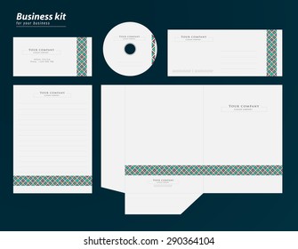 Corporate identity modern pattern with Premier Jewelry design elements: blank, envelope, business card and CD 