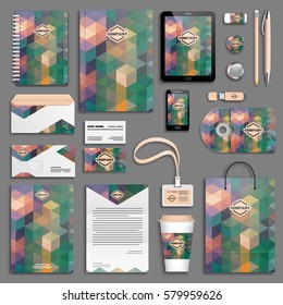 Corporate identity, ocean, template set. Business stationery mock-up with logo. Branding design. Colorful geometric background.