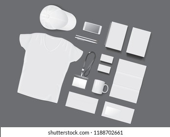 corporate identity on a dark background vector mock up
