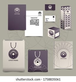 Corporate Identity, Packaging Design, POS Materials. Abstract Mandala Pattern, Thin Smooth Lines Form A Round Motif For The Logo.