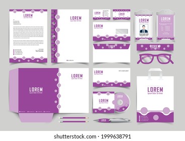 Corporate identity premium branding design. Stationery mockup vector megapack set. Template folder and A4 letter, visiting card and envelope. Vector design objects for presentation company style.