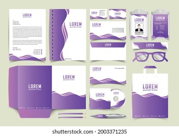 Corporate identity premium branding design. Stationery mockup vector megapack set. Template for business or finance company. Folder and A4 letterhead, visiting card and envelope design.