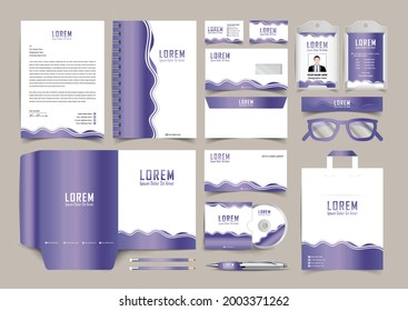 Corporate identity premium branding design. Stationery mockup vector megapack set. Template for business or finance company. Folder and A4 letterhead, visiting card and envelope design.