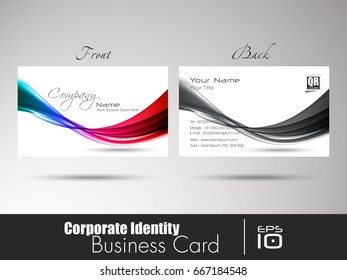 Corporate identity professional designer business or visiting card set front and back both with waves, Vector abstract creative business cards.