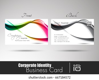 Corporate identity professional designer business or visiting card set front and back both with waves, Vector abstract creative business cards.