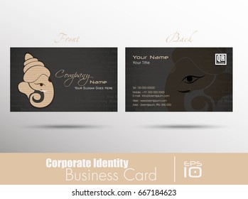 Corporate identity professional designer business or visiting card set front and back both with ganesha of cardboard design, Vector abstract creative business cards.