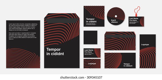 Corporate identity in red style. Business template design.