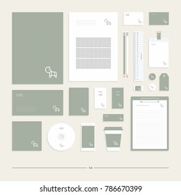 Corporate identity with a rhinoceros sign. Stationery set.