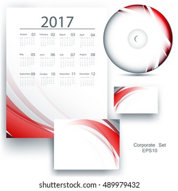 Corporate identity set with 2017 vector calendar design. Elements for your work. Eps10