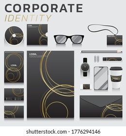 Corporate identity set of circle black and gold