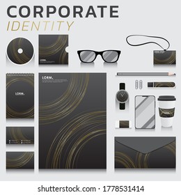 Corporate identity set of circle black and gold