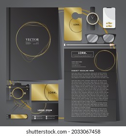 Corporate identity set of circle black and gold