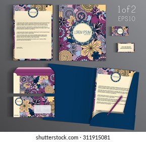 Corporate Identity set with floral pattern.