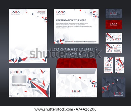 corporate identity set lowpoly style letter stock vector (royalty corporate identity set lowpoly style letter stock vector (royalty, Low Poly Business Presentation Template, Presentation templates