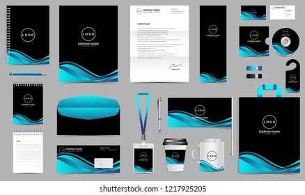Corporate Identity Set. Stationery Blank Template Design Kit. Branding Template Editable with abstract background blue color for Business Company finance vector