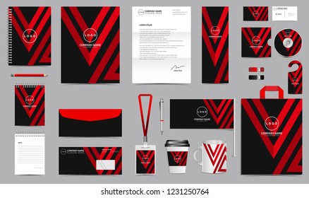 Corporate Identity Set. Stationery Template Design Kit. Branding Template Editable Brand Identity pack with abstract black background color for Business Company and Finance Vector eps 10 