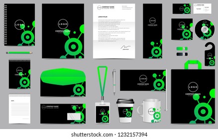 Corporate Identity Set. Stationery Template Design Kit. Branding Template Editable Brand Identity pack with abstract black background color for Business Company and Finance Vector eps 10 