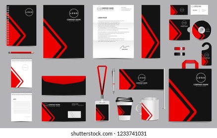 Corporate Identity Set. Stationery Template Design Kit. Branding Template Editable Brand Identity pack with abstract black background color for Business Company and Finance Vector eps 10