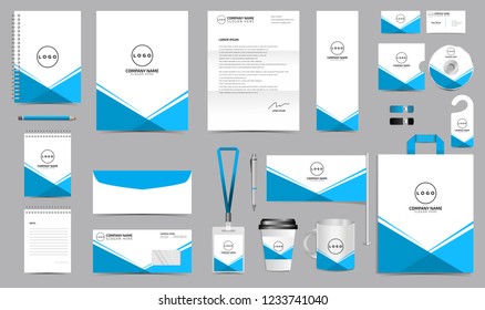 Corporate Identity Set. Stationery Template Design Kit. Branding Template Editable Brand Identity pack with light blue color abstract background for Business Company and Finance Vector eps 10 