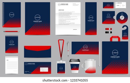 Corporate Identity Set. Stationery Template Design Kit. Branding Template Editable Brand Identity pack with abstract halftone effect background for Business Company and Finance Vector eps 10 