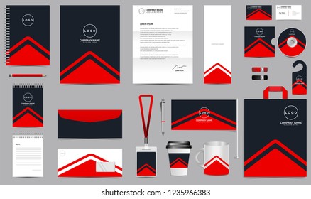 Corporate Identity Set. Stationery Template Design Kit. Branding Template Editable Brand Identity pack with abstract black background color for Business Company and Finance Vector eps 10