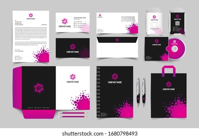 Corporate Identity Set. Stationery Template Design Kit. Branding Template Editable Brand Identity pack with abstract halftone effect background for Business Company and Finance Vector