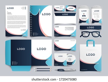 Ensemble d'identités d'entreprise. Kit de conception de modèles de papier à lettres. Sac d'identité de marque modifiable avec effet demi-teint abstrait pour Business Company et Finance Vectoriel