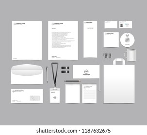 Corporate identity set template design. blank template editable with logo abstract texture with white color background. vector company Business Stationery branding mockup eps 10