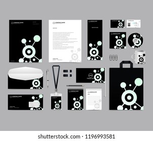 Corporate identity set template design. Stationery Branding template editable with abstract technology connect dots object logo with white color. vector company Business mockup eps 10