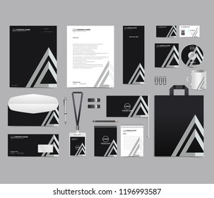 Corporate identity set template design. Stationery Branding template editable with abstract triangle with white color background. vector company Business mockup eps 10