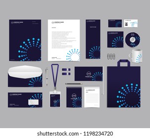 Diseño de plantilla de conjunto de identidades corporativas. Plantilla de promoción de marca de plantilla editable con puntos abstractos de color azul del objeto de círculo. vectorial empresa Grupo empresarial 10