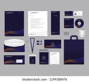 Corporate identity set template design. Stationery Branding template editable with abstract lines object. vector company Business mockup eps 10