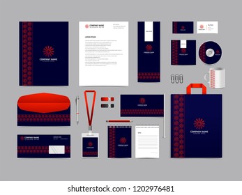 Corporate identity set template design. Stationery Kit Branding template editable with abstract logo flower tulip with green color. company Business finance vector