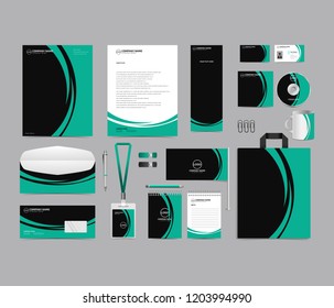 Corporate identity set template design. Stationery Kit Branding template editable with green color. company Business finance vector